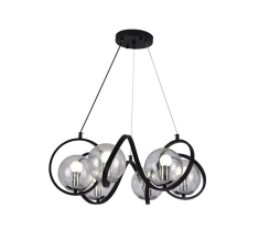 Candil Tendo Negro Con Plateado 6 Esferas de Cristal