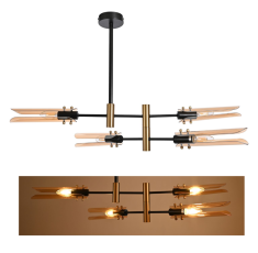 Candil Vitage Pantalla Ambar Self 4 Luces