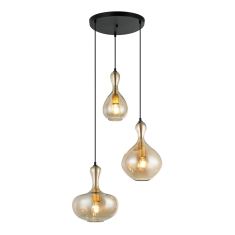 Colgante 3 Luces Peras De Cristal Ambar