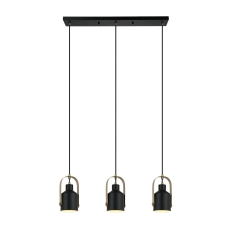 Lampara Colgante 3 Luces Negra Dirigible