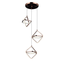 Lampara Colgante 3 Triangulares Cobre