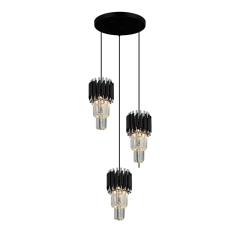 Mini Candil De 3 Luces Cristal Crom/Neg