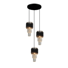 Mini Candil De 3 Luces Cristal Dor/Neg