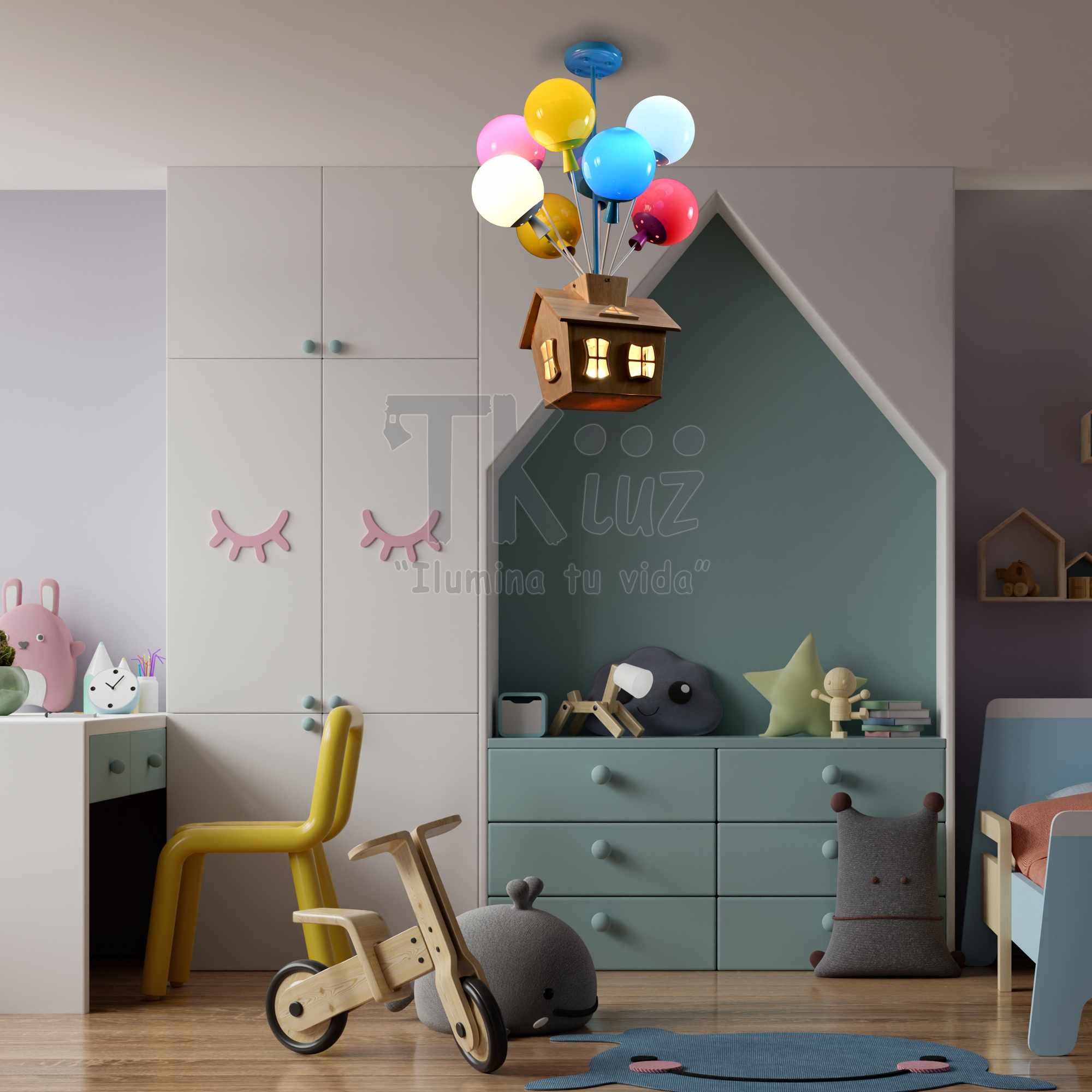 Lampara De Techo Infantil Casita De Globos / Lampara-De-Techo-Infantil-Casita-De-Globos-448383849613122.jpg
