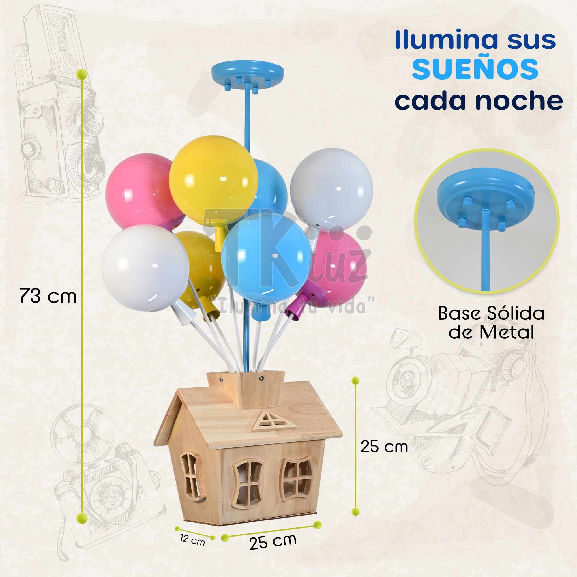 Lampara De Techo Infantil Casita De Globos / Lampara-De-Techo-Infantil-Casita-De-Globos-970386437014596.jpg