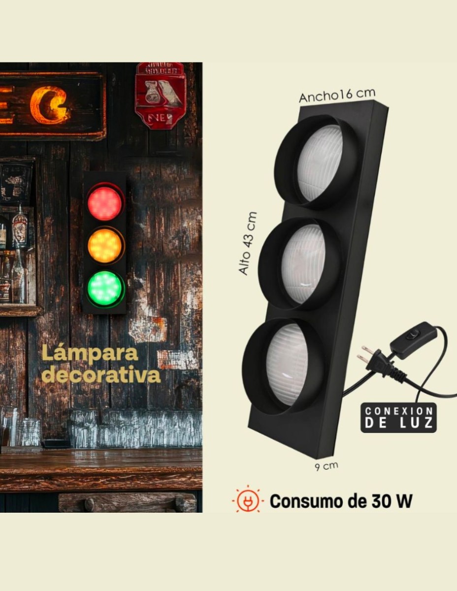 Lampara Arbotante Semaforo Infantil / 